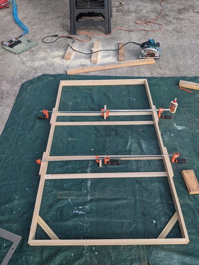 Pine frame with poplar slats