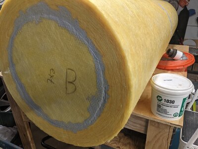 Fiberglass ends sealed with HVAC mastic